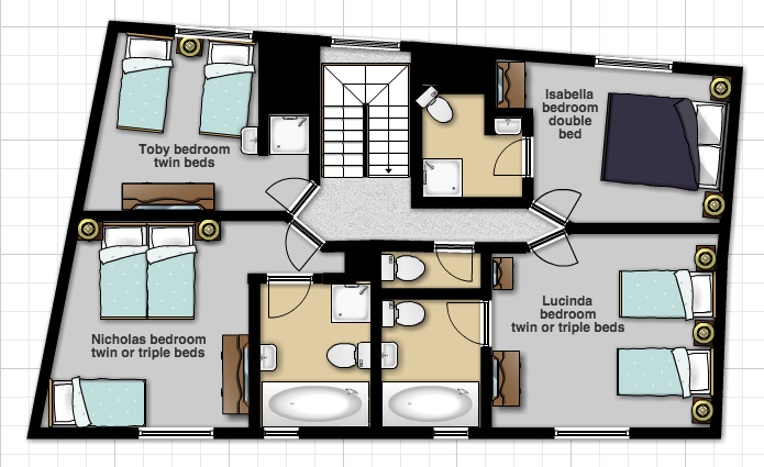 The upper floor plan of Chalet d'Ambrumenil, Courchevel